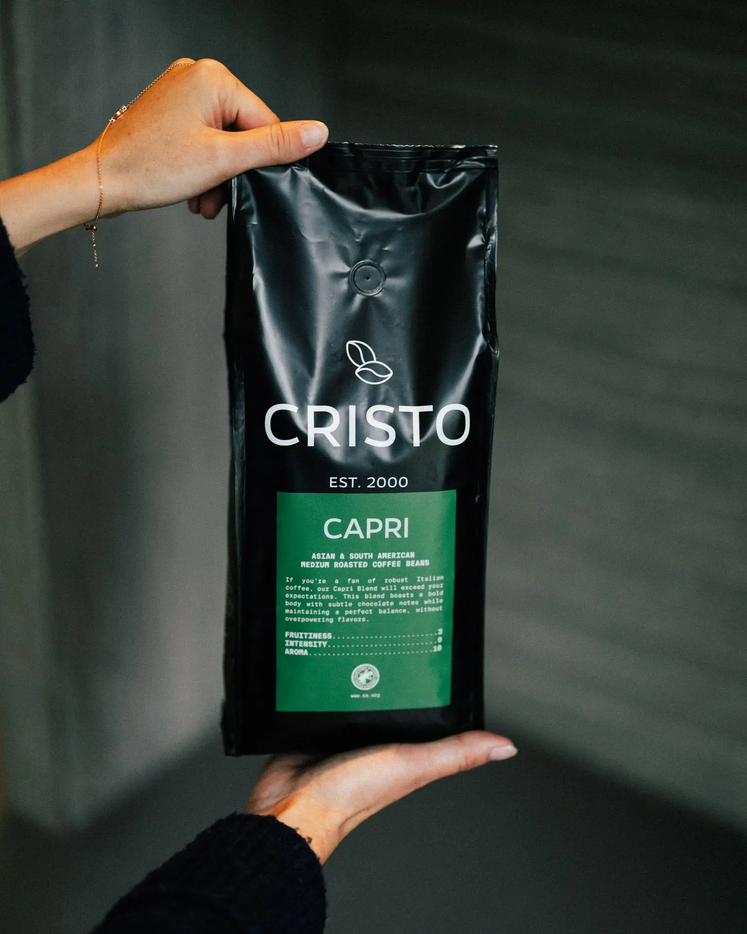 Cristo Capri Koffiebonen zak 1kg Coffee  beans bag 1kg Cristo 