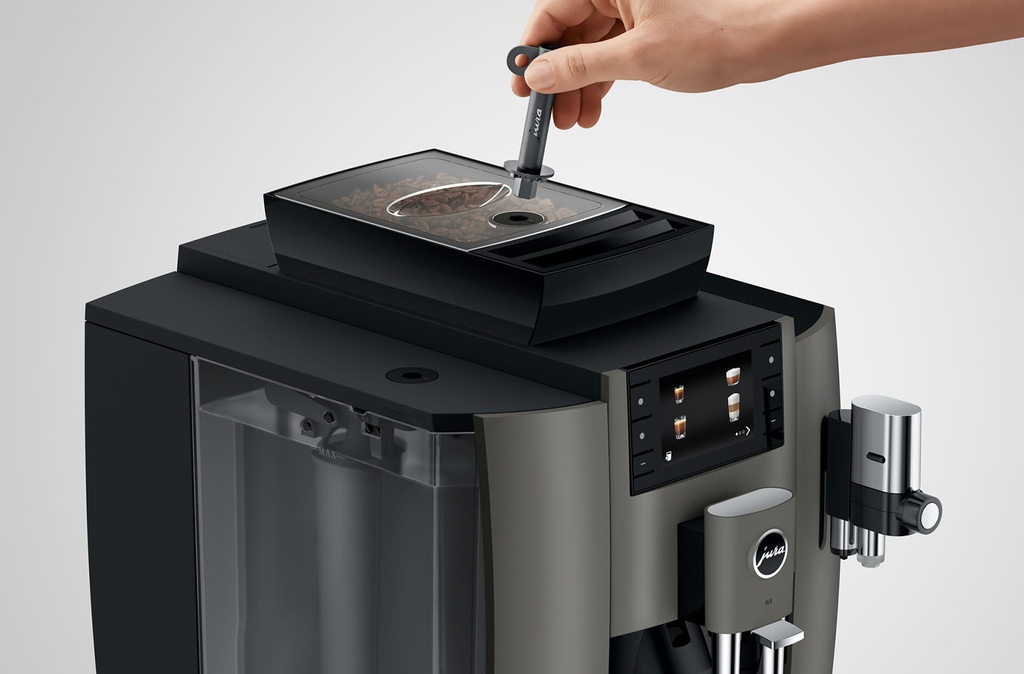 Diagonal front view Jura W8 DARK INOX